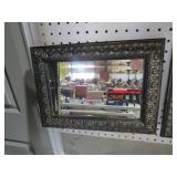 ORNATE FRAMED BEVELED WALL MIRROR
