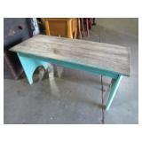 PRIMITIVE OLD BLUE PAINT BENCH