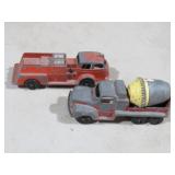 VTG HUBLEY&TOOTSIE TOY METAL FIRE &CEMENT TRUCKS