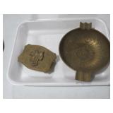VINTAGE BRASS BELT BUCKLE & ASHTRAY