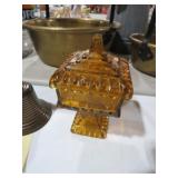 VINTAGE CARNIVAL AMBER CANDY DISH