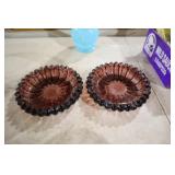 HAZEL ATLAS SUNFLOWER PURPLE ASHTRAYS