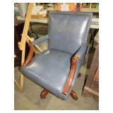 BLUE LEATHER LIKE STUDDED ROLLING OFFICE CHAIR
