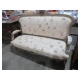 VINTAGE CARVED WOOD ARM SETTIE