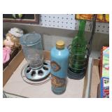 CROCK BOTTLE, BIRD FEEDER, MISC