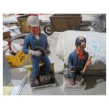 (2) VINTAGE COAL MINER WHISKEY DECANTORS
