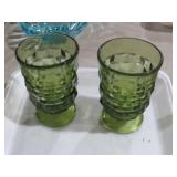PAIR OF INDIANA GLASS GREEN JUICE GLASSES