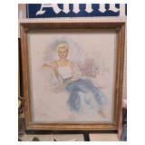 GOLD ORNATE FRAMED ARTIST SIGNED WOMENS PORTRAIT