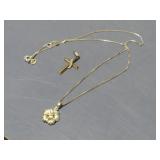 SS.925 FLOWER  NECKLACE & CROSS PENDANT 4.4 G