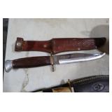 NICE WOOD HANDLE FIXED BLADE KNIFE W/ SHEATH
