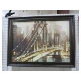 FRAMED BRIDGE SCENE PAINTING