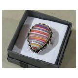LADIES STERLING SILVER RAINBOW CALISCA RING SIZE 7