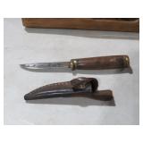 WOOD HANDLE KNIFE W/ SHEATH