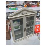 VINTAGE WALL CURIO CABINET WITH MIRRORED BACK