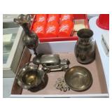 VINTAGE BRASS VASES, BOWLS & CAR