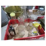 COLLECTION OFOLD MILK BOTTLES, JARS,SYRUP BOTTLE