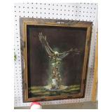 FRAMED INDIAN PAINTING ON VELVET