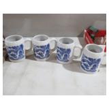 (4) ANFORE BLUE STONEWARE MUGS