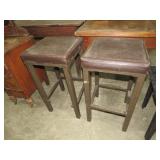 PAIR PADDED METAL BASE BARSTOOLS