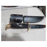 BEAUTIFUL BRASS & WOOD HANDLE HUNTING KNIFE