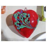 MURANO STYLE ART GLASS HEART PAPERWEIGHT