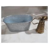 METAL GALVENIZED BUCKET & BRASS EWER