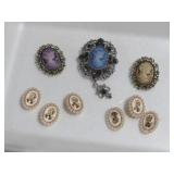 CAMEO STYLE BROOCHES & BUTTONS
