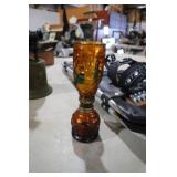 VINTAGE HONG KONG AMBER OIL LAMP 8.5'
