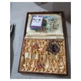 SPIDER BROOCHES , EARRINGS W/ VTG BOX