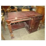 ANTIQUE 1DR/1DWR DESK W/ LEATHER INSERT TOPS