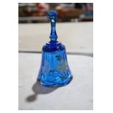 FENTON BLUE PAINTED BELL SIGNED/BUTTERFLIES