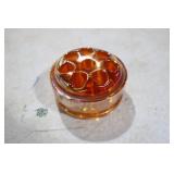 BRILLIANT MARIGOLD & GLASS FLOWER FROG