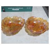 PAIR INDIANA GLASS MARIGOLD LOGANBERRY BOWLS