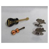 VTG GLEN CAMPBELL GUITAR PINS&NASHVILLE CUFF LINKS