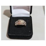 SS. 925 NUGGET & LEAF RING SZ 10.5