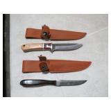 (2) SMALL HUNTING KNIVES W/ SHEATHS
