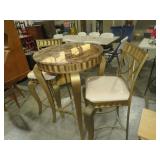 UNIQUE METAL BASE RDFAUX  MARBLE PUP TBL W/ STOOLS