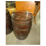 WOOD BANDED WINE BARREL W/ DISPENSER
