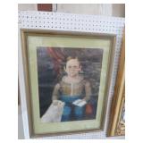 FRAMED BOY W/ DOG PORTRAIT - 19TH CENTURY