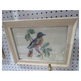 FRAMED BALTIMORE ORIOLE BIRD NEEDLEPOINT