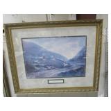 GOLD ORNATE FRAMED SHEEP HERDING SCENE PRINT