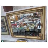 GOLD ORNATE FRAMED BEVELED WALL MIRROR