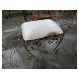 WROUGHT IRON BASE PADDED VANITY BENCH
