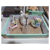 CAPODIMONTE FIGURINES, PITCHER , GLASS BELL &MISC