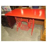 CAST IRON SINGER BASE W/ MARBLE TOP TABLE