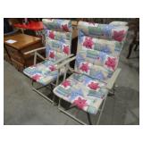 PAIR PATIO CHAIRS W/ FLORAL CUSHIONS