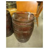 WOOD BANDED WINE BARREL W/ DISPENSER