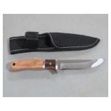 FIXED BLADE WOOD HANDLE KNIFE W/ SHEATH