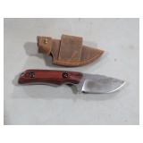 FIXED BLADE WOOD HANDLE KNIFE W/ SHEATH