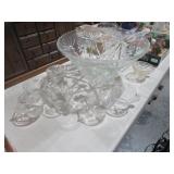 VTG ANCHOR HOCKING EAPC GLASS PUNCH BOWL & CUPS